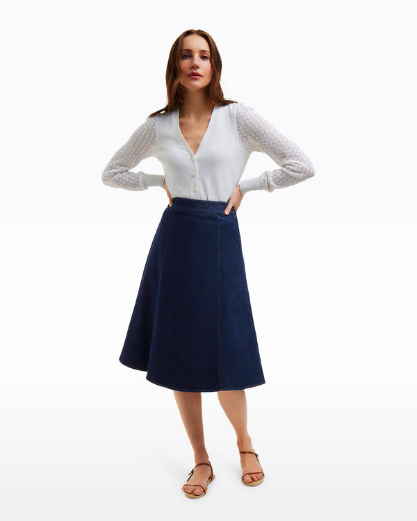 Midi Skirt in Dark Wash Denim