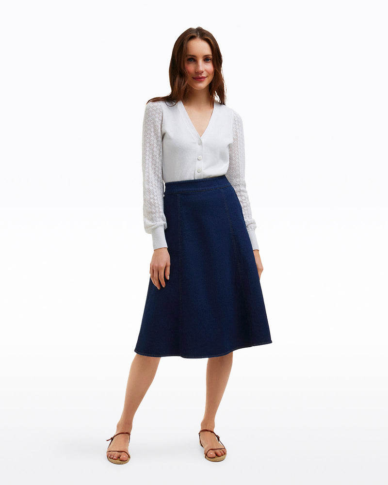 Midi Skirt in Dark Wash Denim