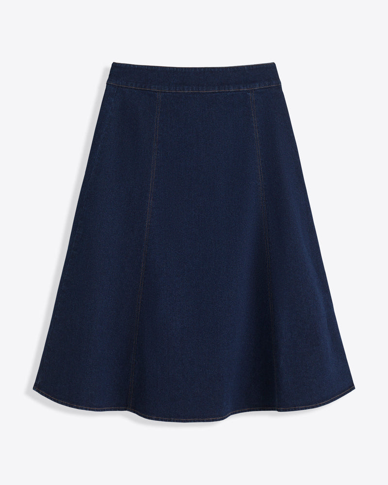 Midi Skirt in Dark Wash Denim