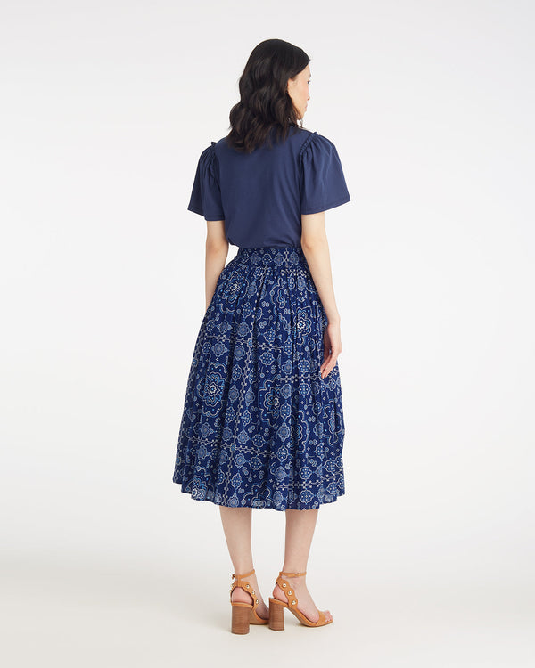 Midi Skirt in Bandana Blue