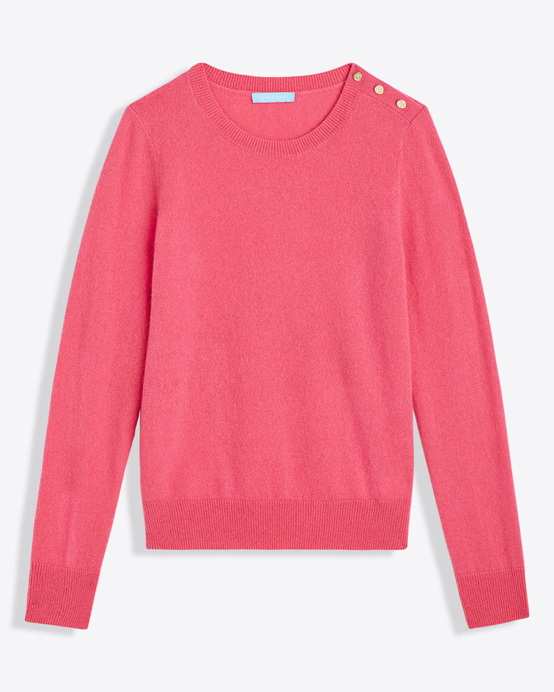 Button Shoulder Cashmere Sweater