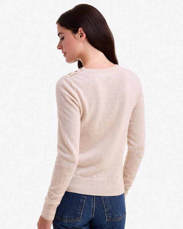 Button Shoulder Cashmere Sweater