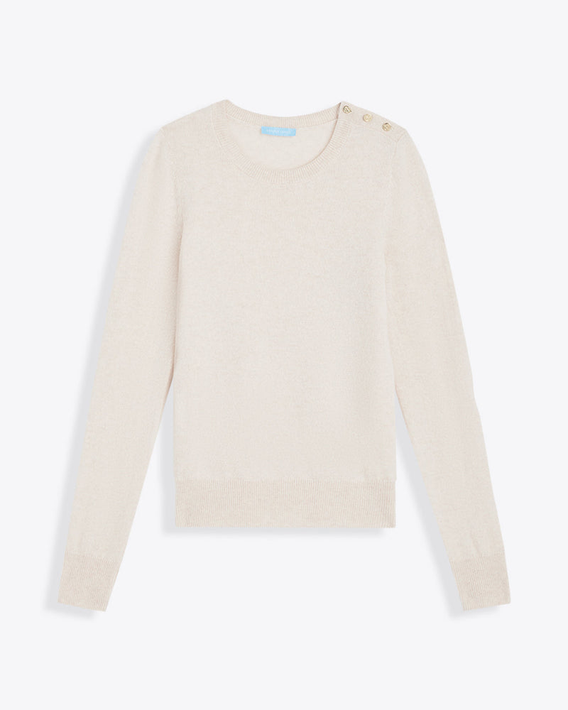 Button Shoulder Cashmere Sweater