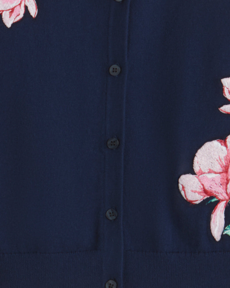 Embroidered Crewneck Cardigan