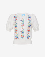 Short Sleeve Sweater with Floral Embroidery
