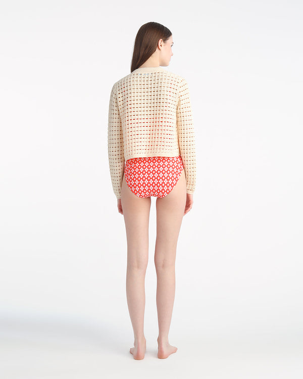 Crochet Sweater Cardigan in Beige