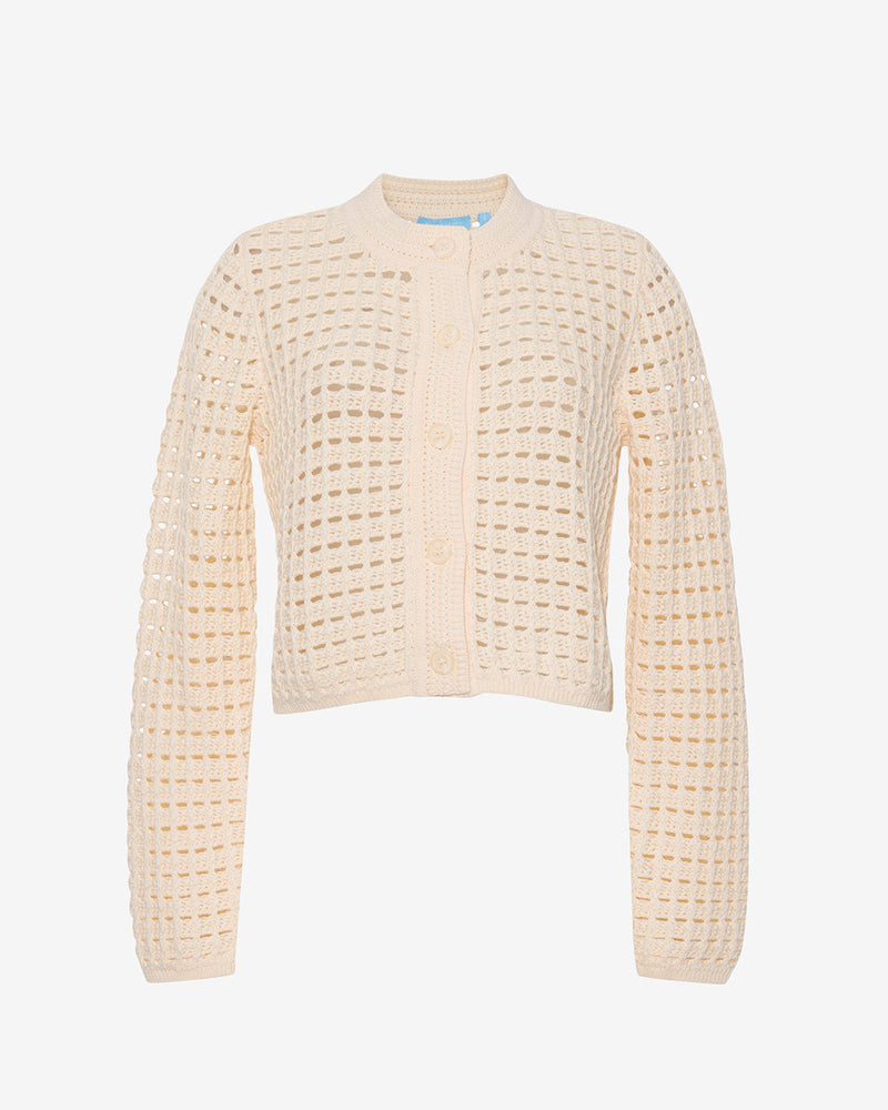 Crochet Sweater Cardigan in Beige
