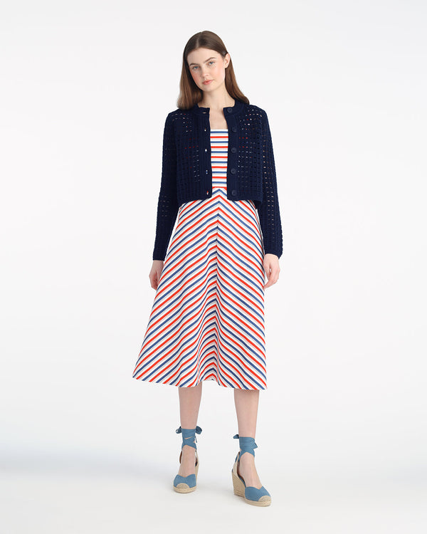 Crochet Sweater Cardigan in Nassau Navy