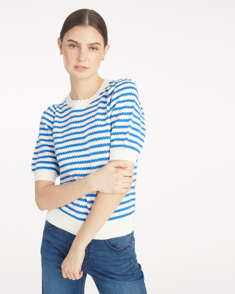 Short Sleeve Pointelle Sweater