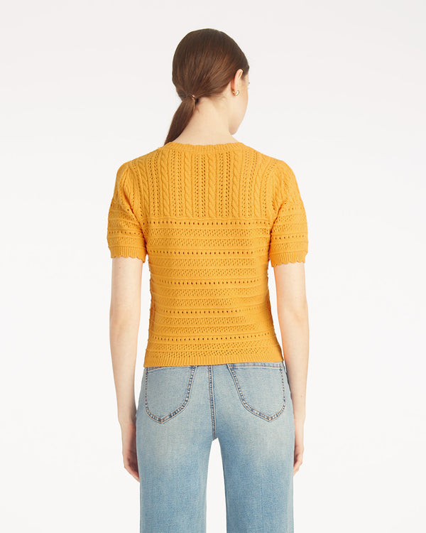 Short Sleeve Pointelle Sweater