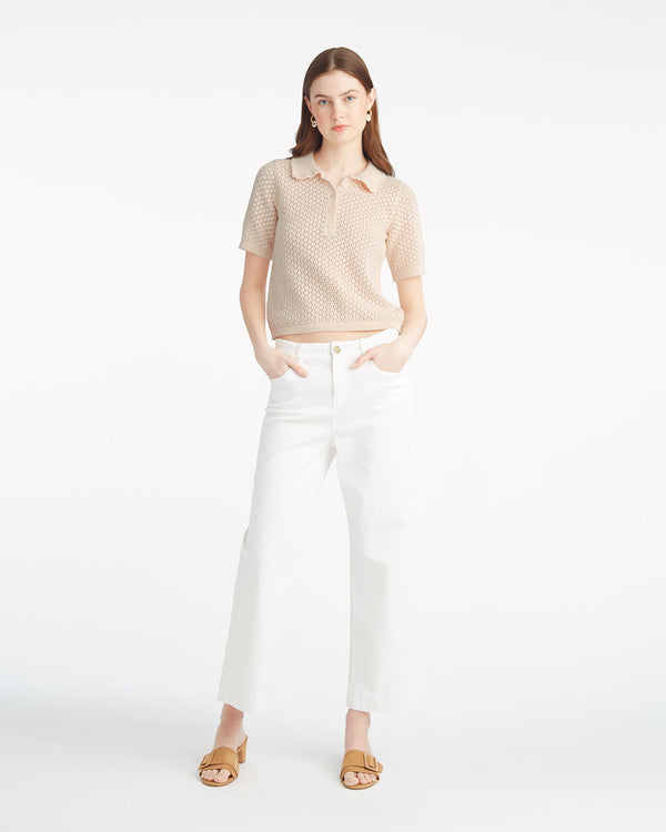 Sweater Polo with Scalloped Collar
