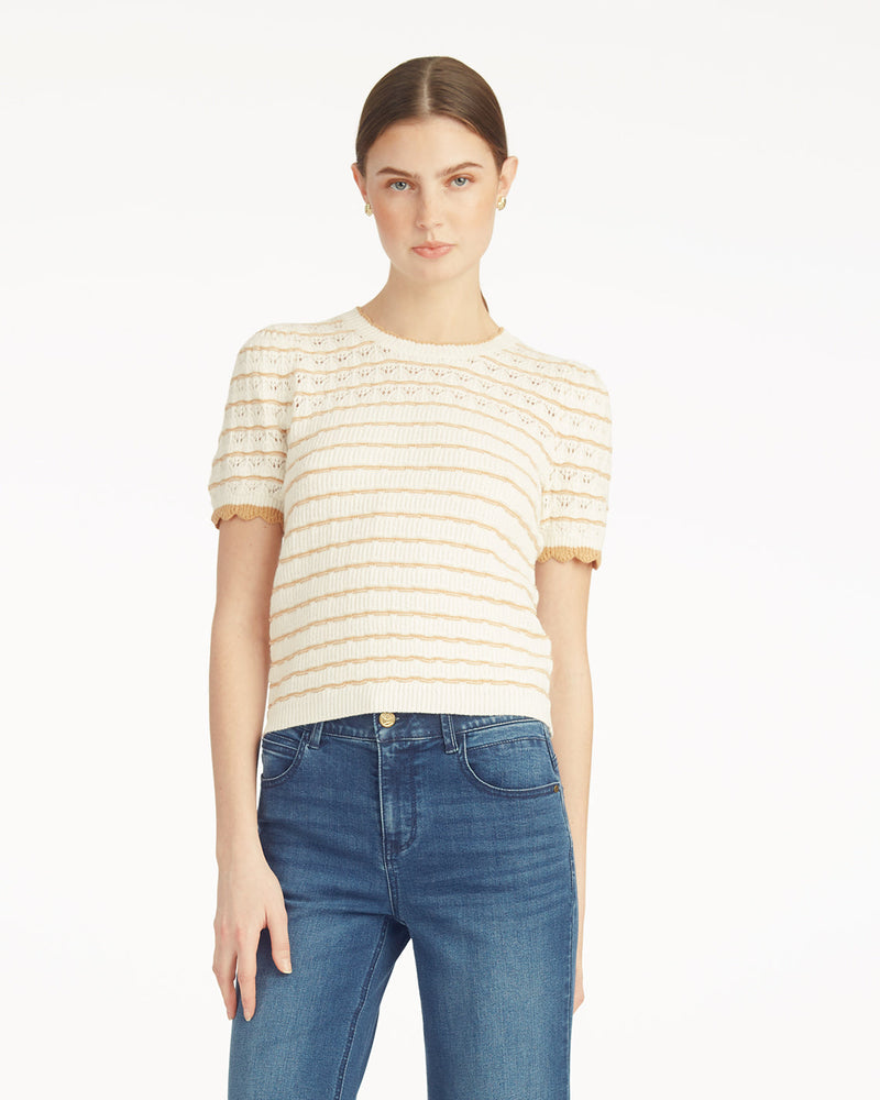 Short Sleeve Pointelle Sweater
