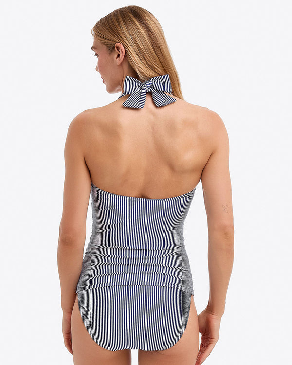 Seersucker Halter Bandeau Tankini