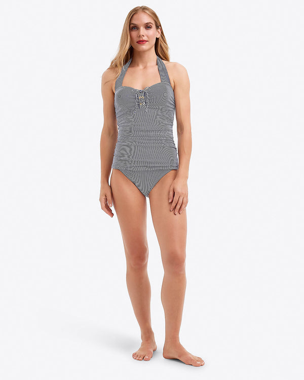 Seersucker Halter Bandeau Tankini
