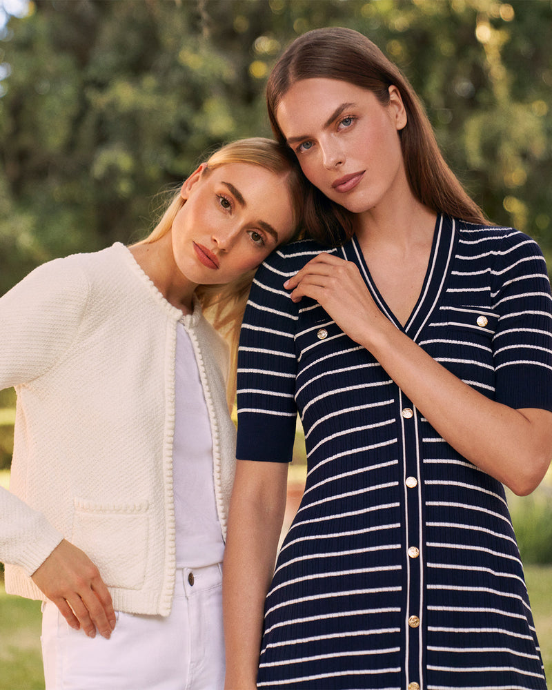 Judy Striped Knit Dress in Navy Stripe