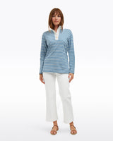Gillian Long Sleeve Top in Blue Mariner Stripe
