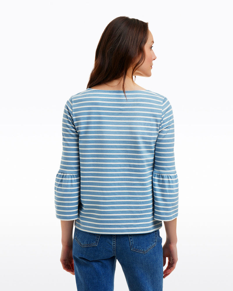 Corey Bell Sleeve Top in Blue Mariner Stripe