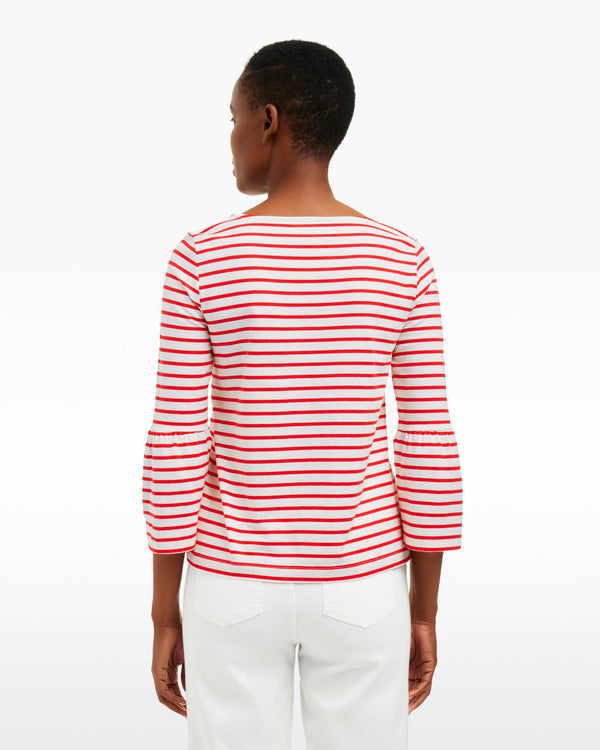Corey Bell Sleeve Top in Red Mariner Stripe