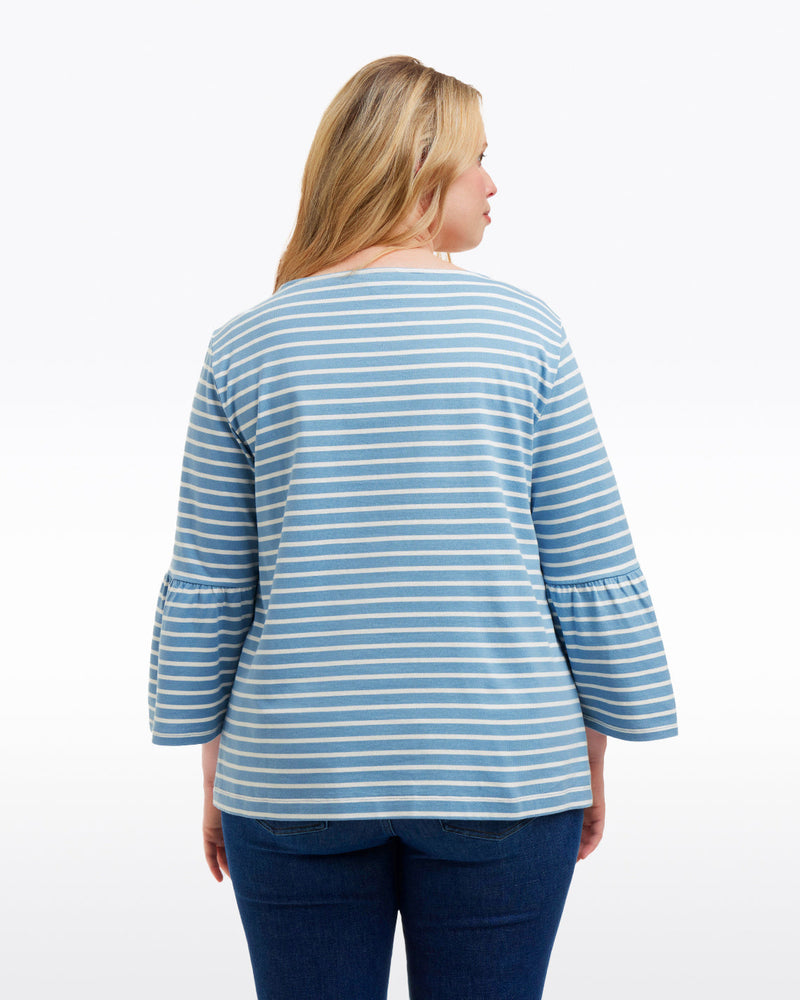 Corey Bell Sleeve Top in Blue Mariner Stripe