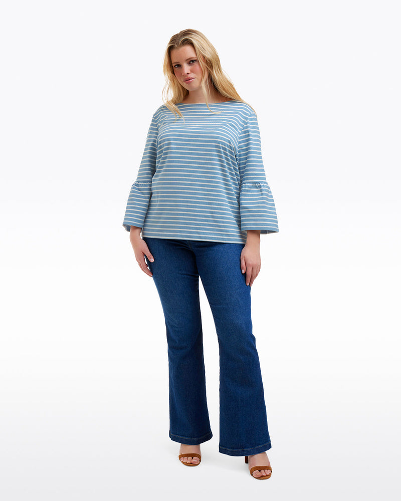Corey Bell Sleeve Top in Blue Mariner Stripe