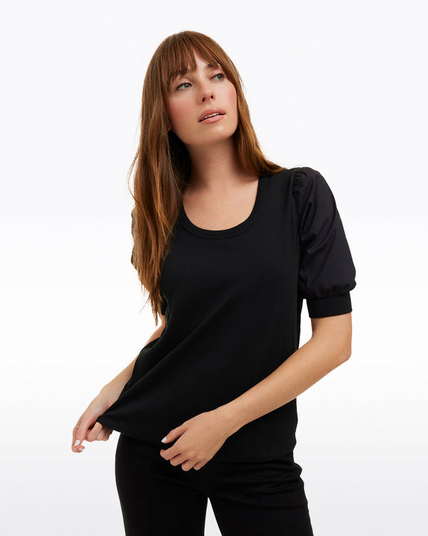 Short Sleeve Mixed Media Top