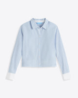 Long Sleeve Cropped Button Down in Oxford Shirting
