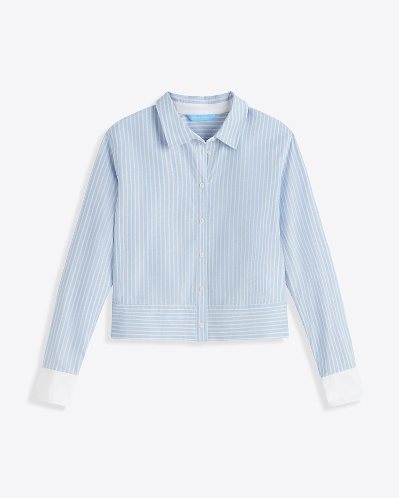 Long Sleeve Cropped Button Down in Oxford Shirting