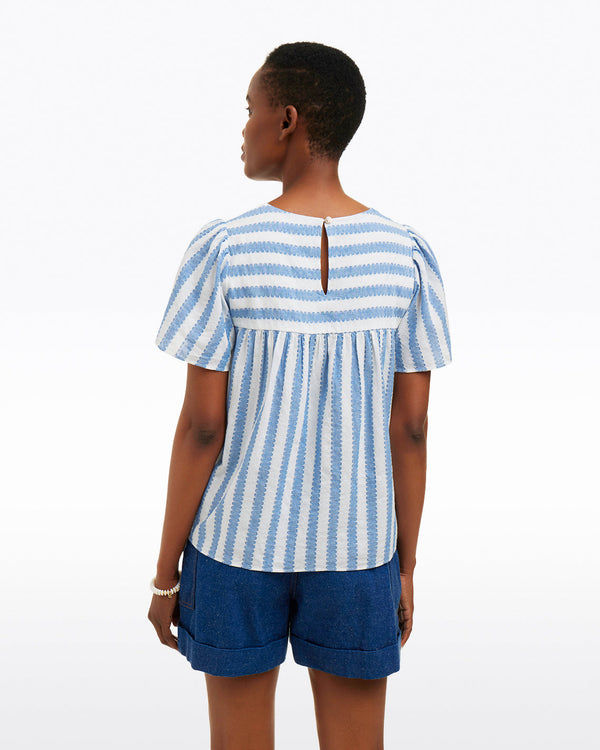 Flutter Sleeve Top in Wave Stripe