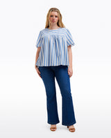 Flutter Sleeve Top in Wave Stripe