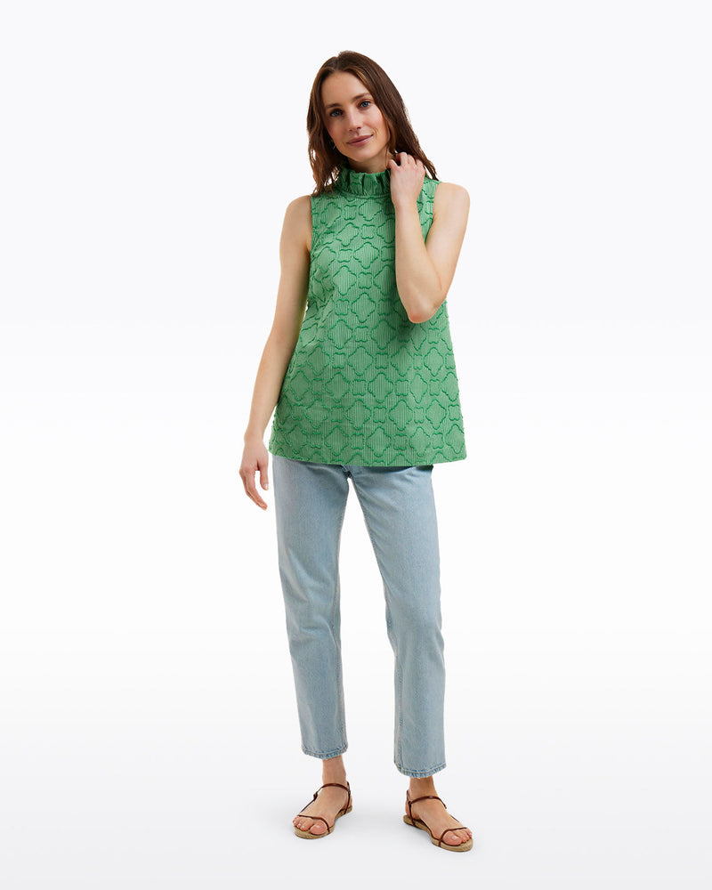 Sleeveless Ingrid Top in Textured Stripe