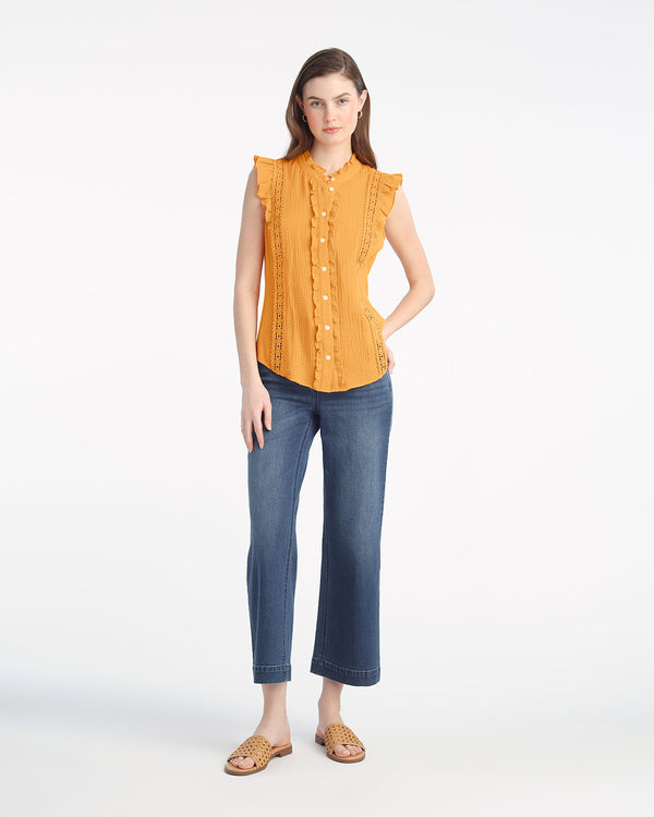 Ruffle Top in Crinkle Cotton