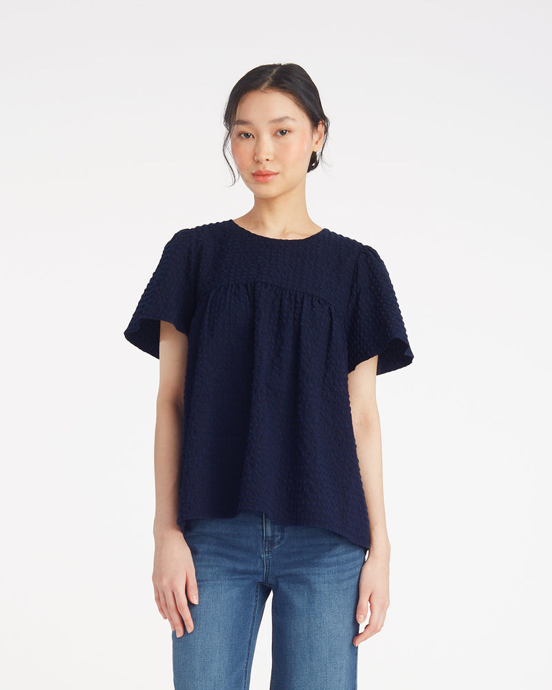 Flutter Sleeve Top in Seersucker