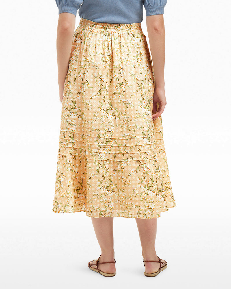 Midi Skirt in Floral Rattan
