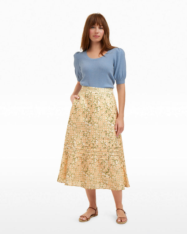 Midi Skirt in Floral Rattan